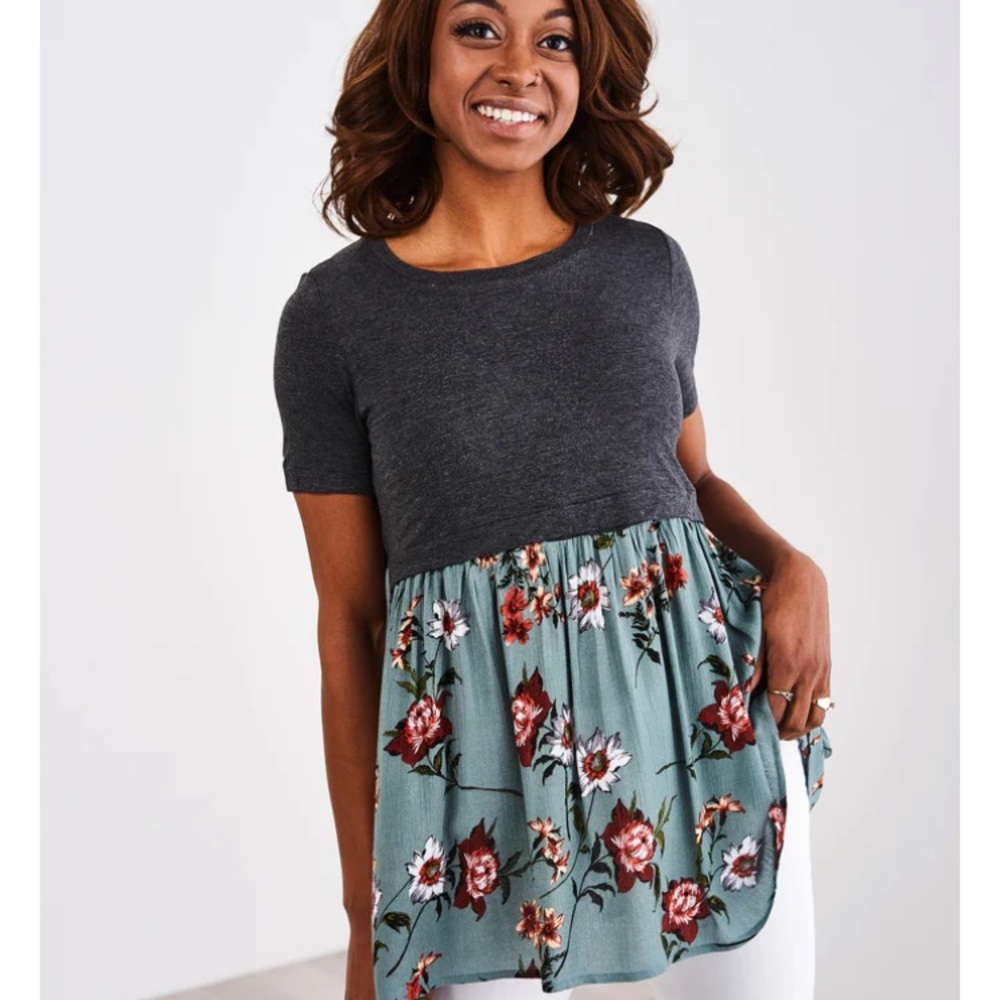 Size Small latched mama babydoll top